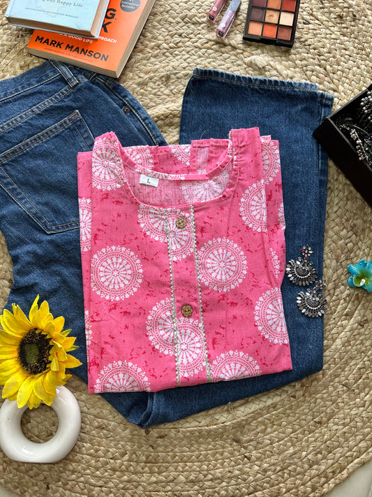 Pink rangoli printed