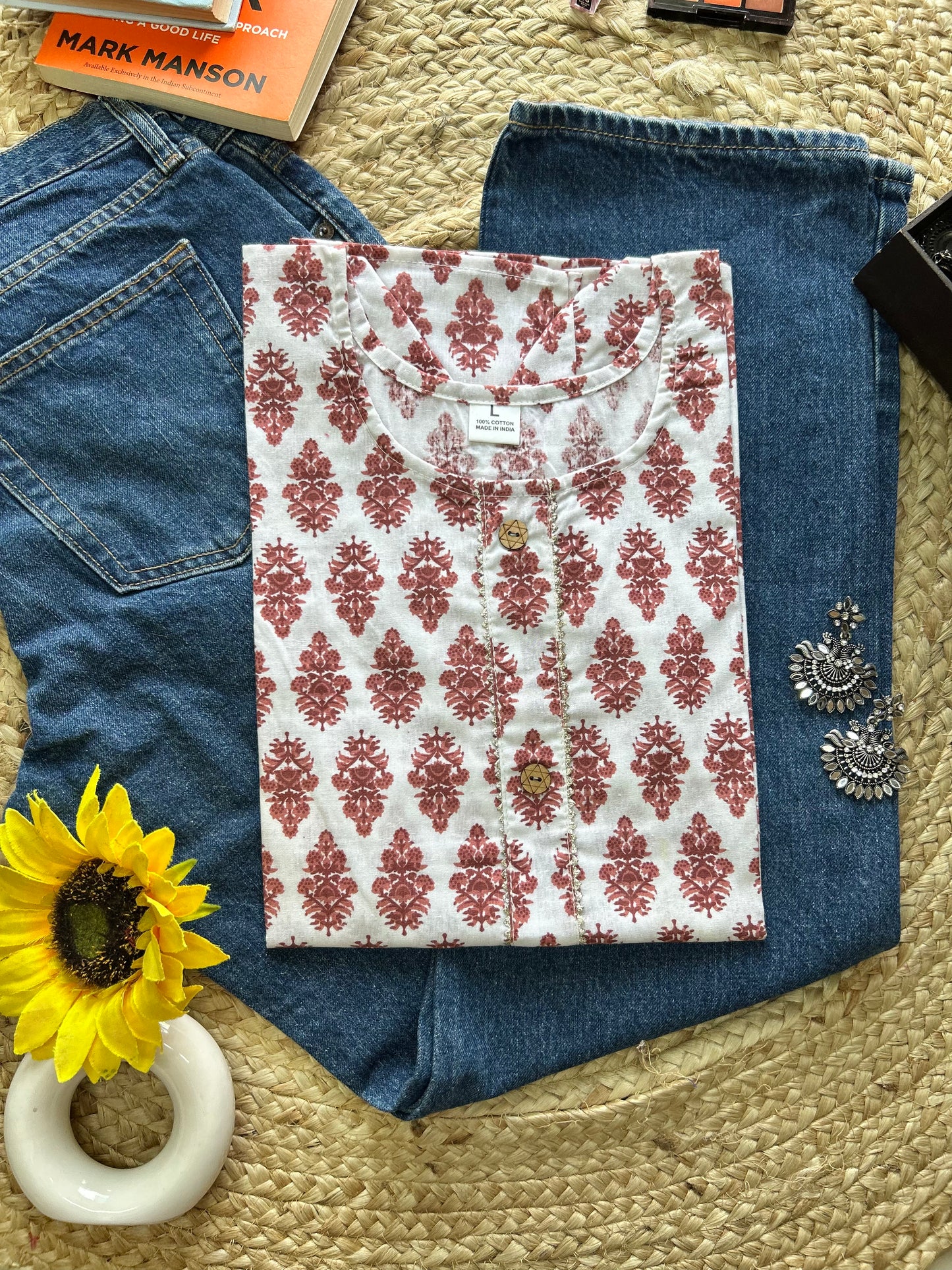 White brown  printed