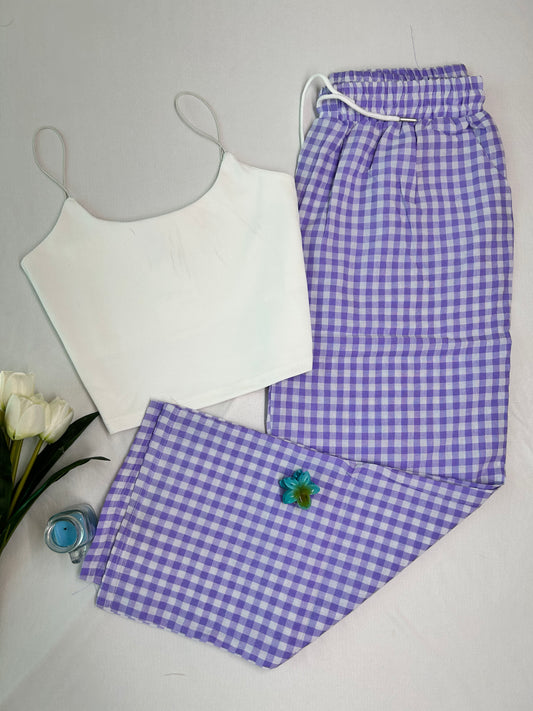 CHECKED PANTS - Purple