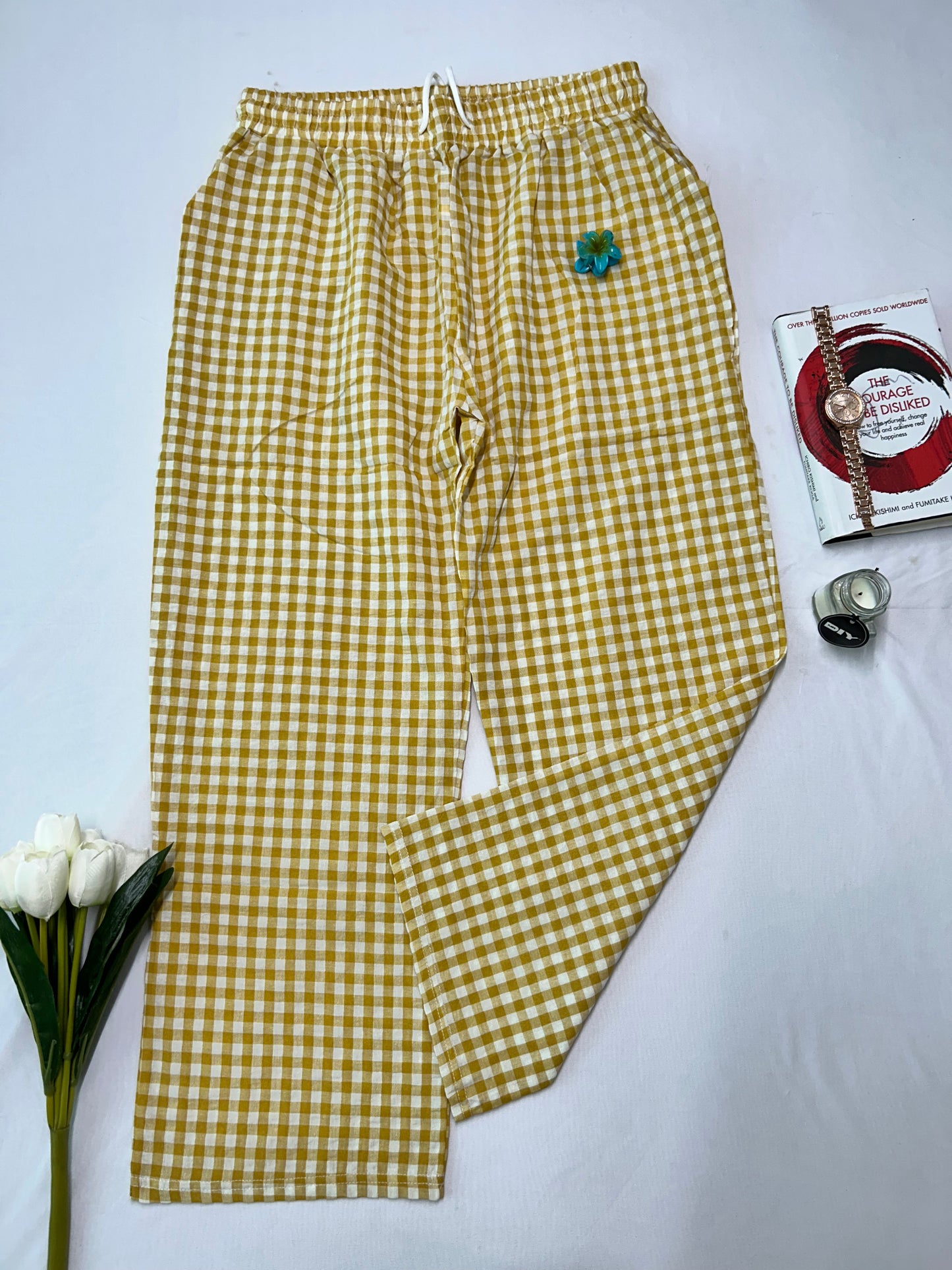 CHECKED PANTS - Yellow