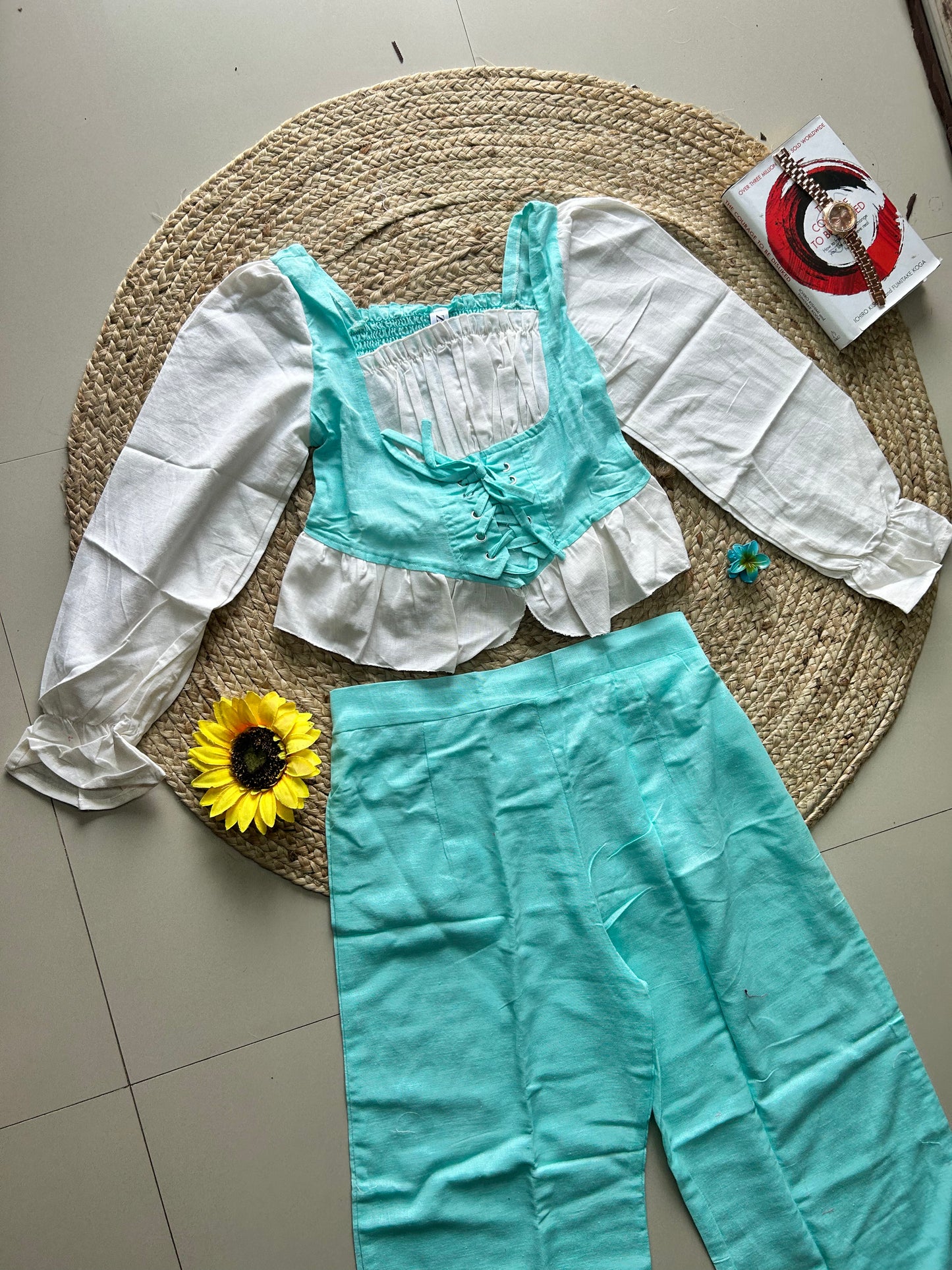 Sea-green corset style co-ord set