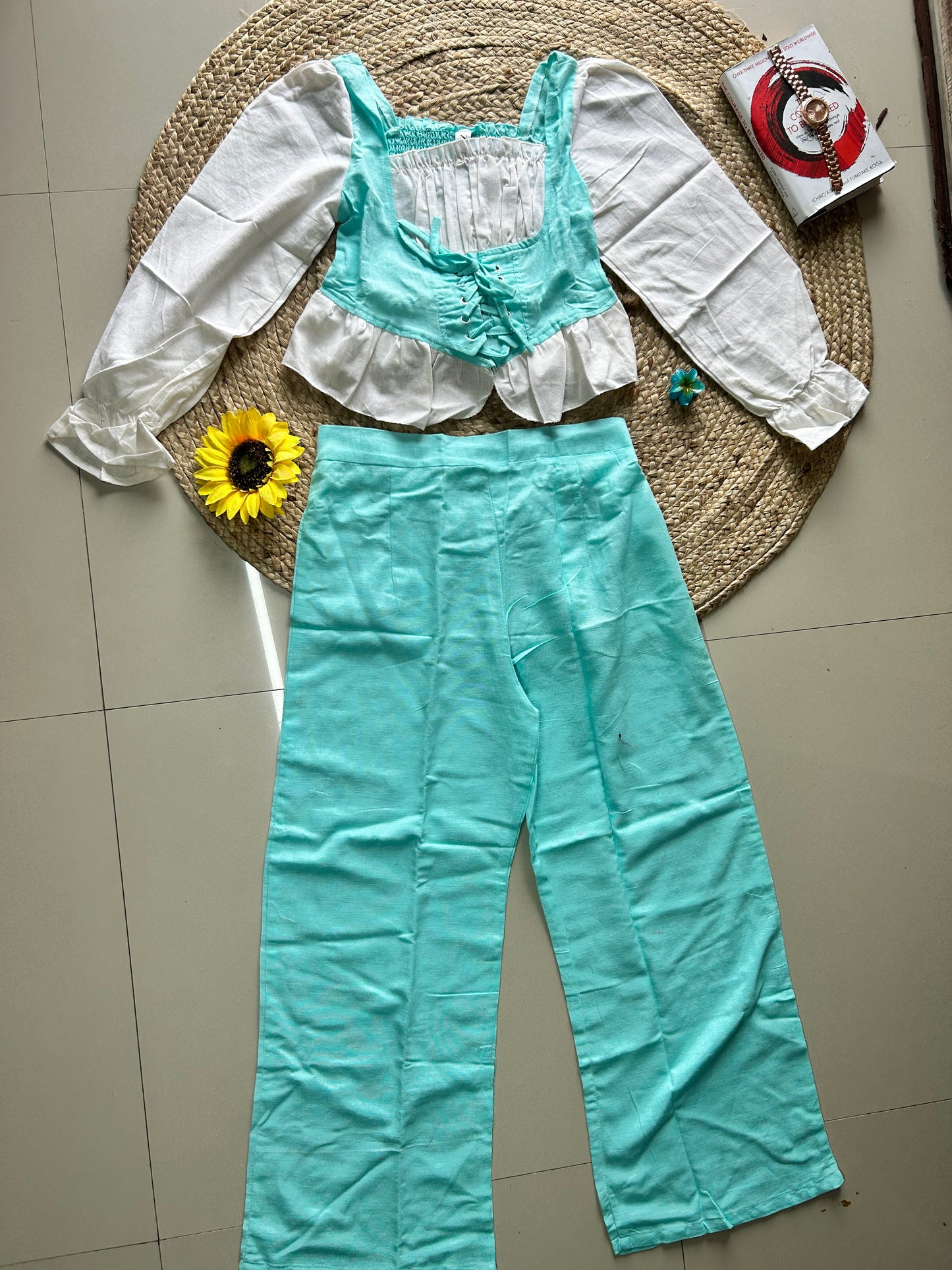 Sea-green corset style co-ord set