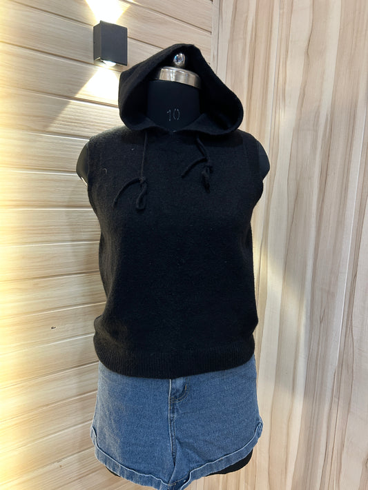 Black solid hoodie