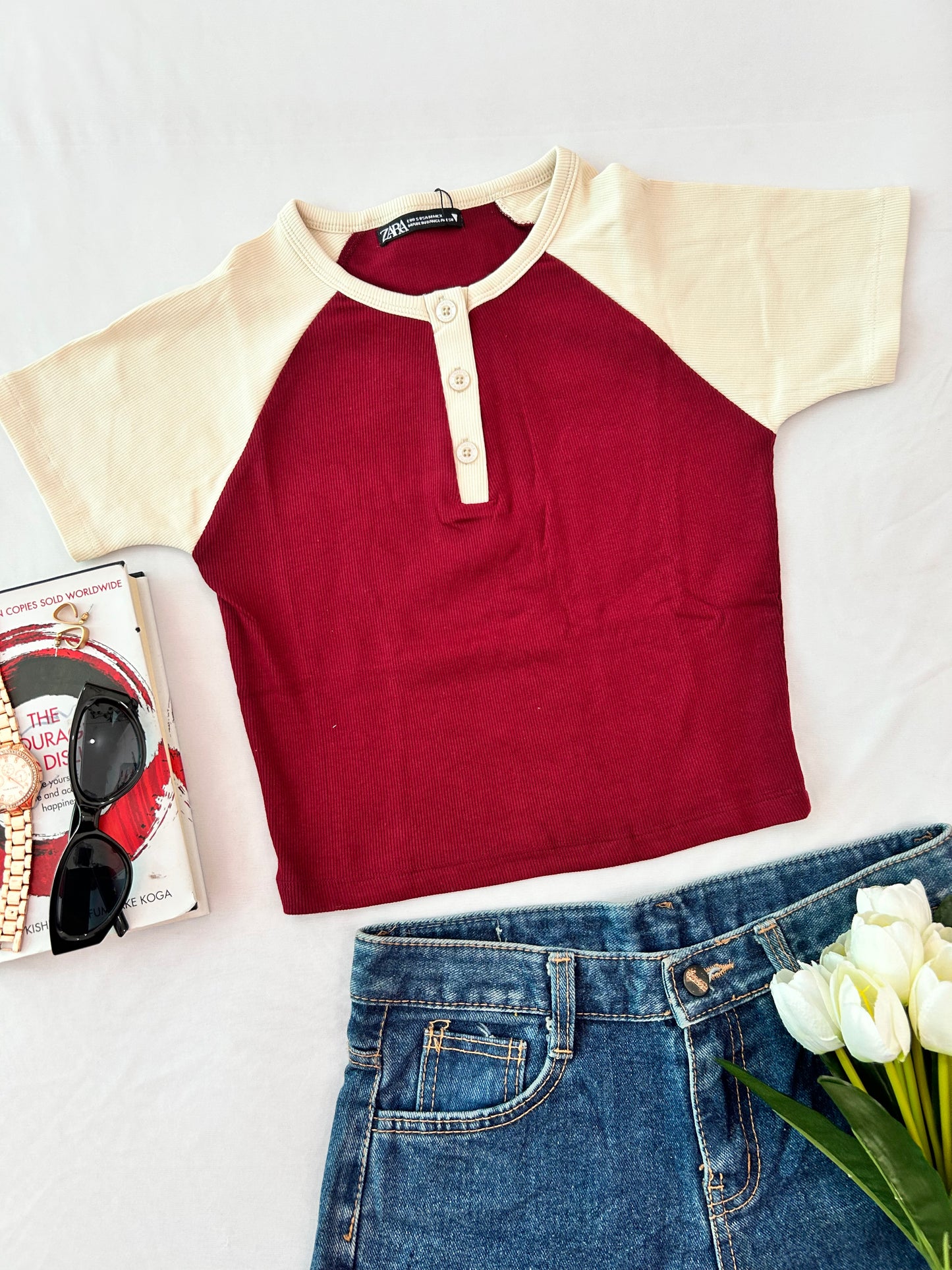 Cute Contrast - Maroon