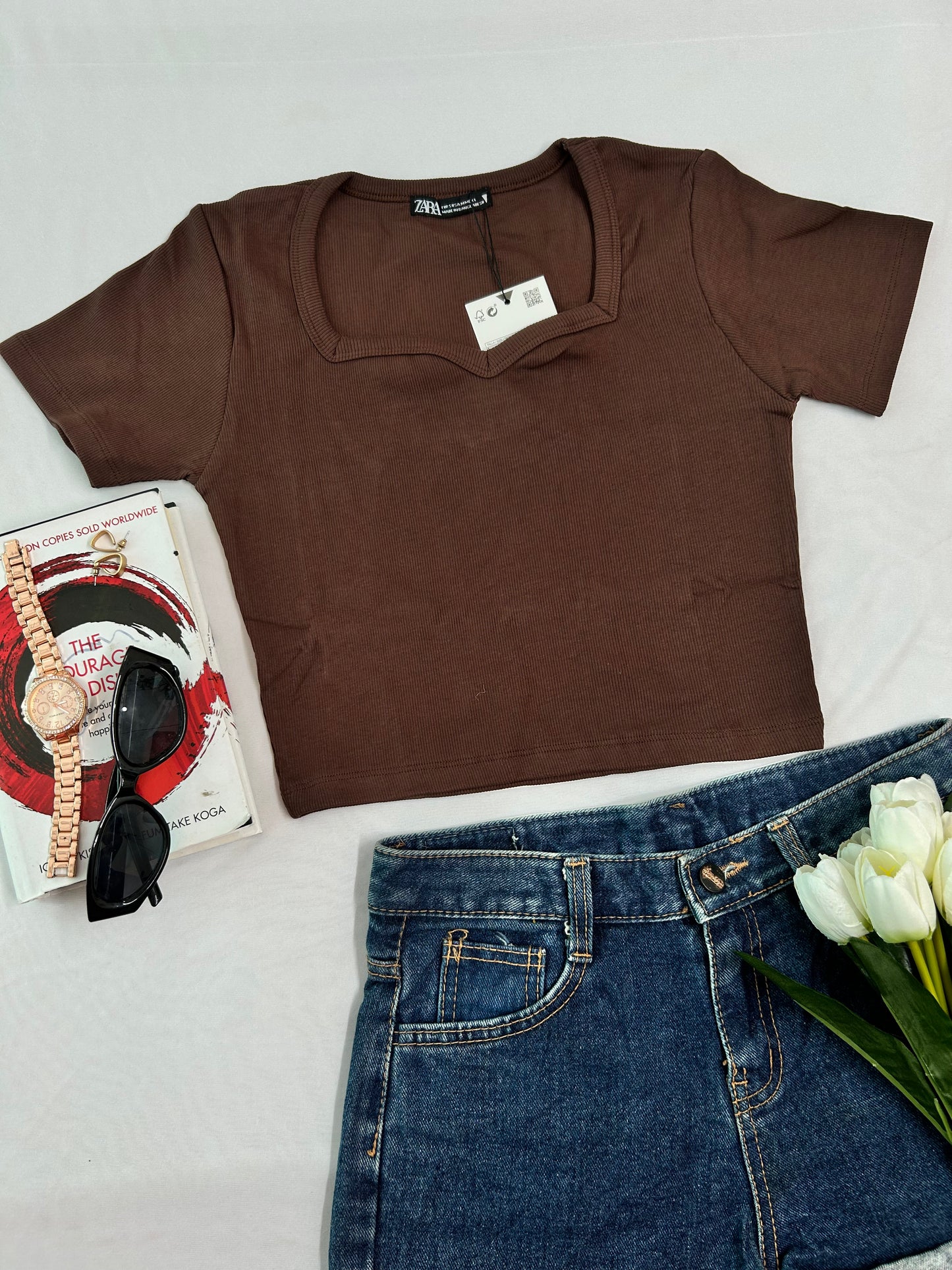 Sweetheart neck - Brown