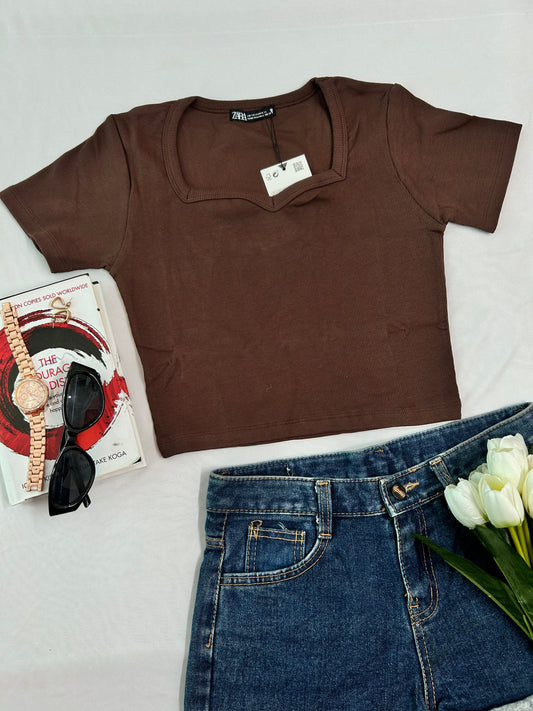 Sweetheart neck - Brown