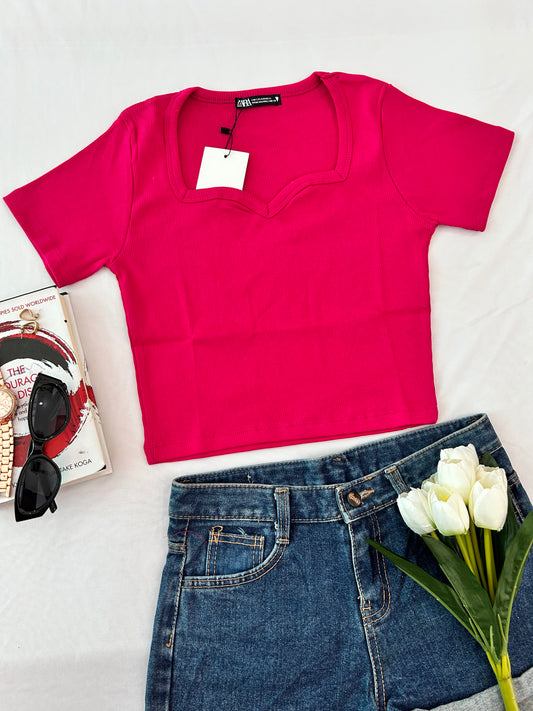 Sweet heart neck -Pink