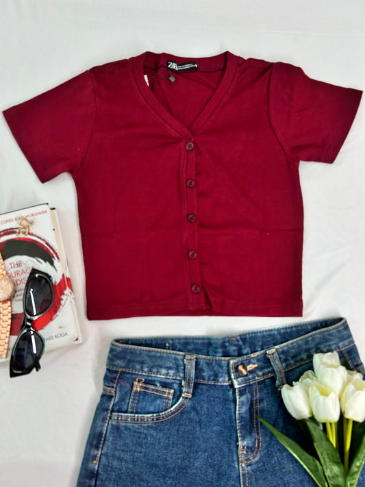 Korean top - Maroon