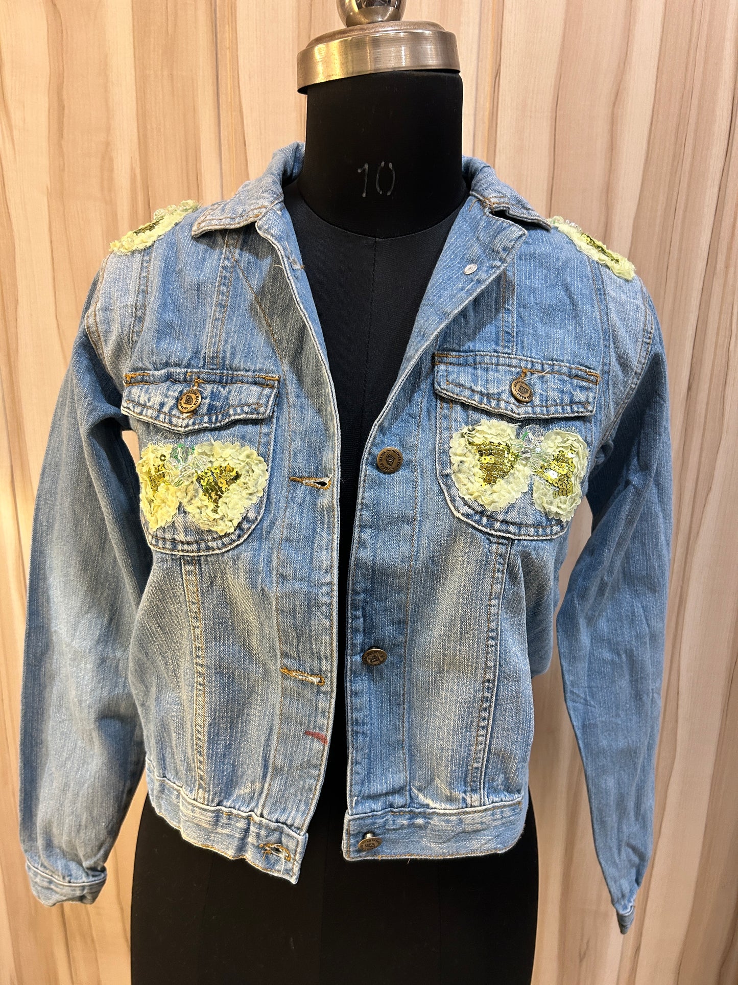 butterfly green Denim jacket