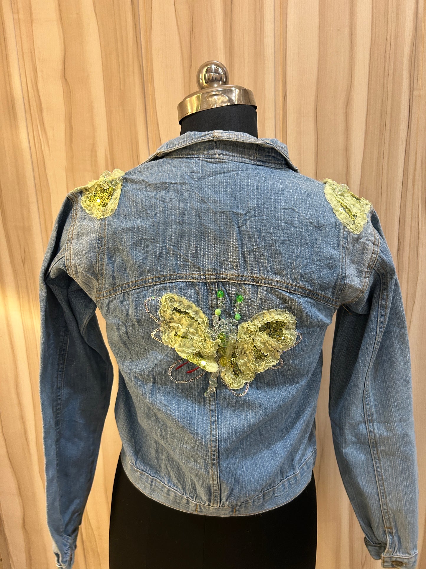 butterfly green Denim jacket