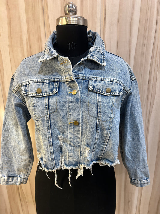 Rugged crop denim jacket