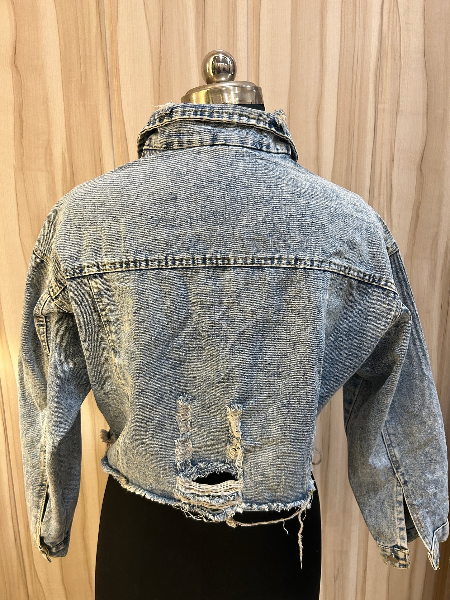 Rugged crop denim jacket