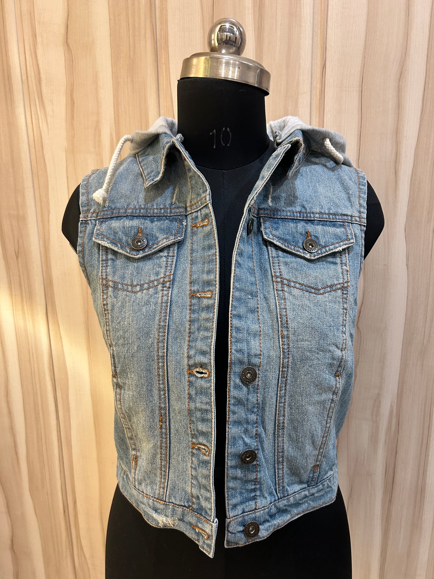 Half Denim jacket with hoodie