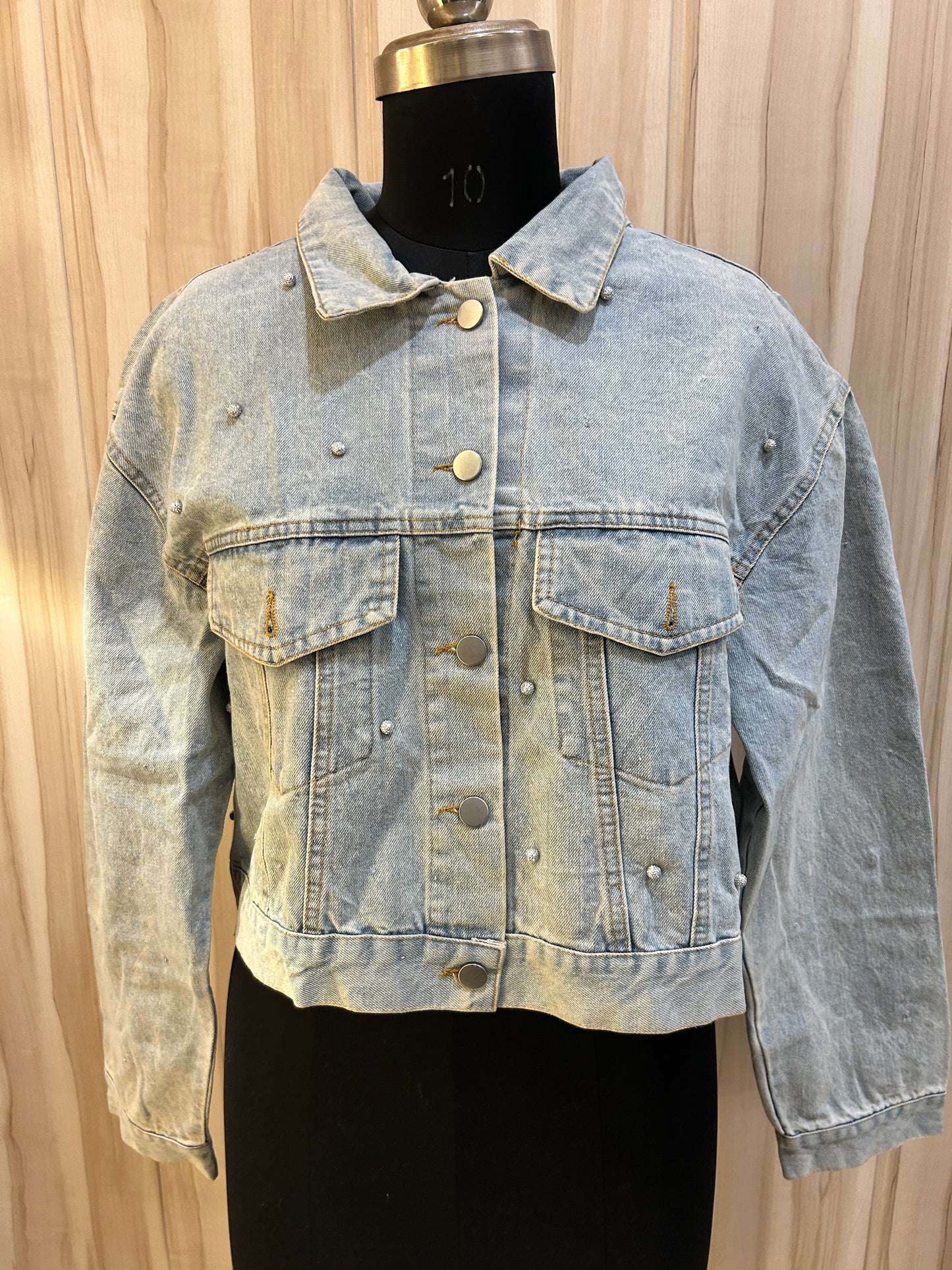 Denim jacket with studs