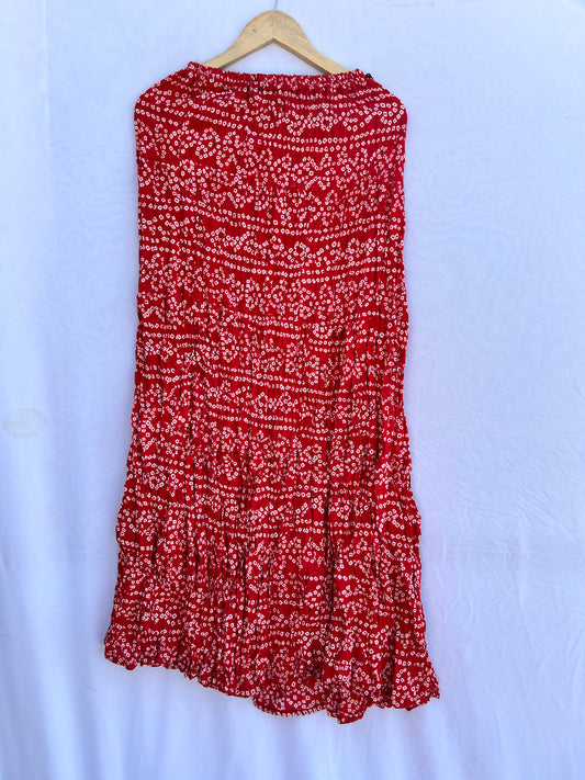 Bright red bandhej  printed