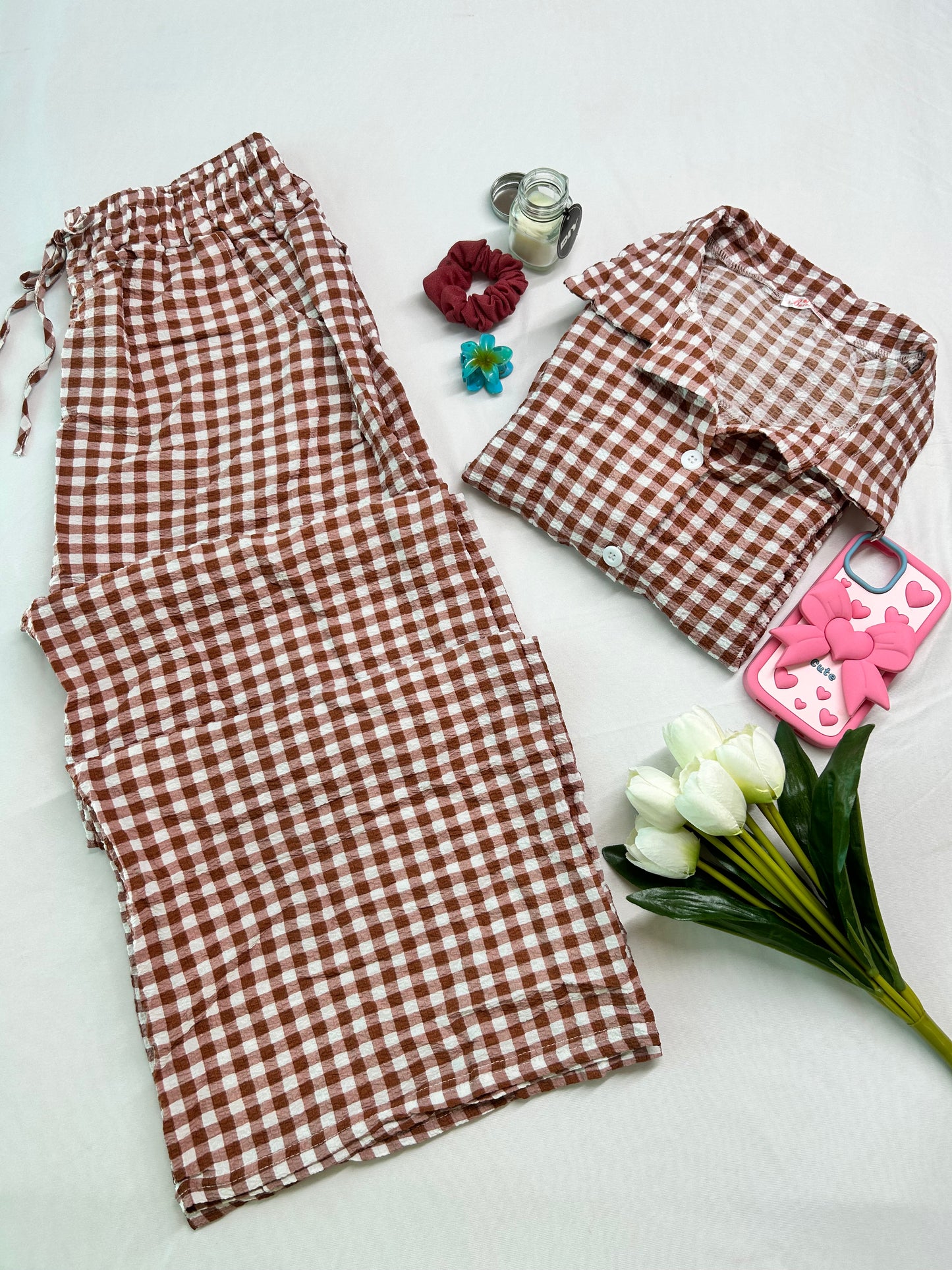 Rust Gingham Cute co-ord set