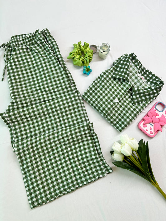Green  Gingham Cute co-ord set