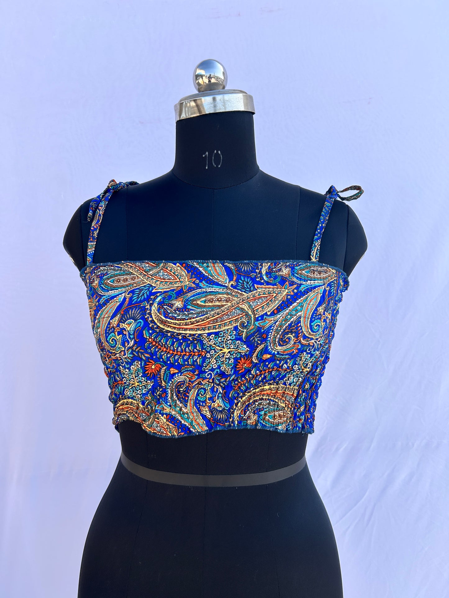 Royal blue  paisley print Tube Top