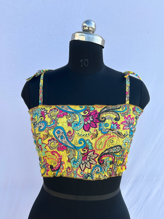 Yellow paisley print Tube Top