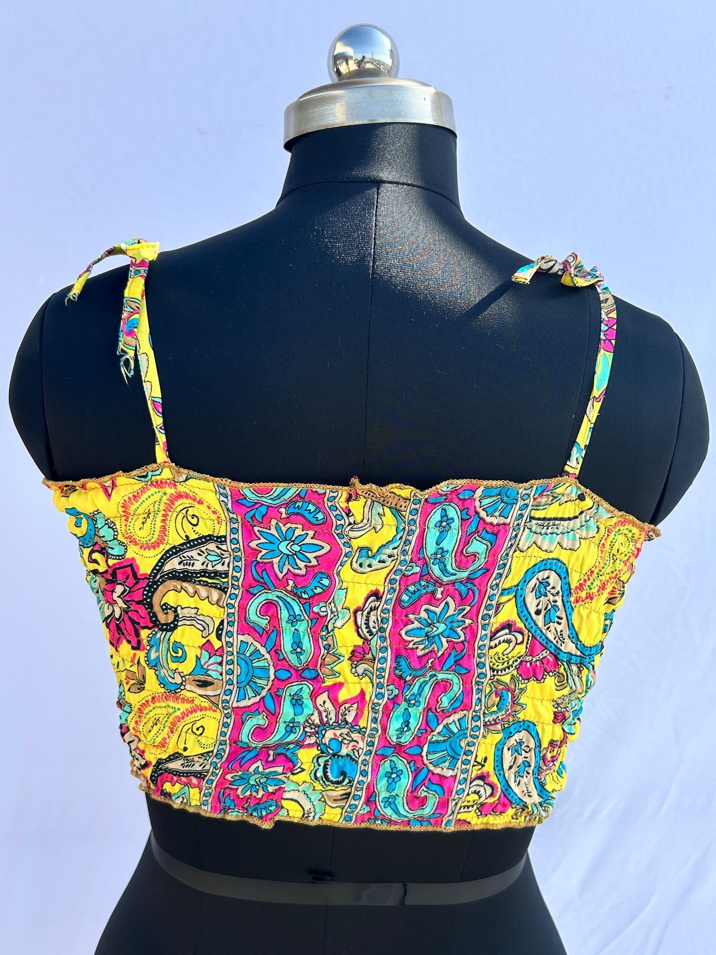 Yellow paisley print Tube Top