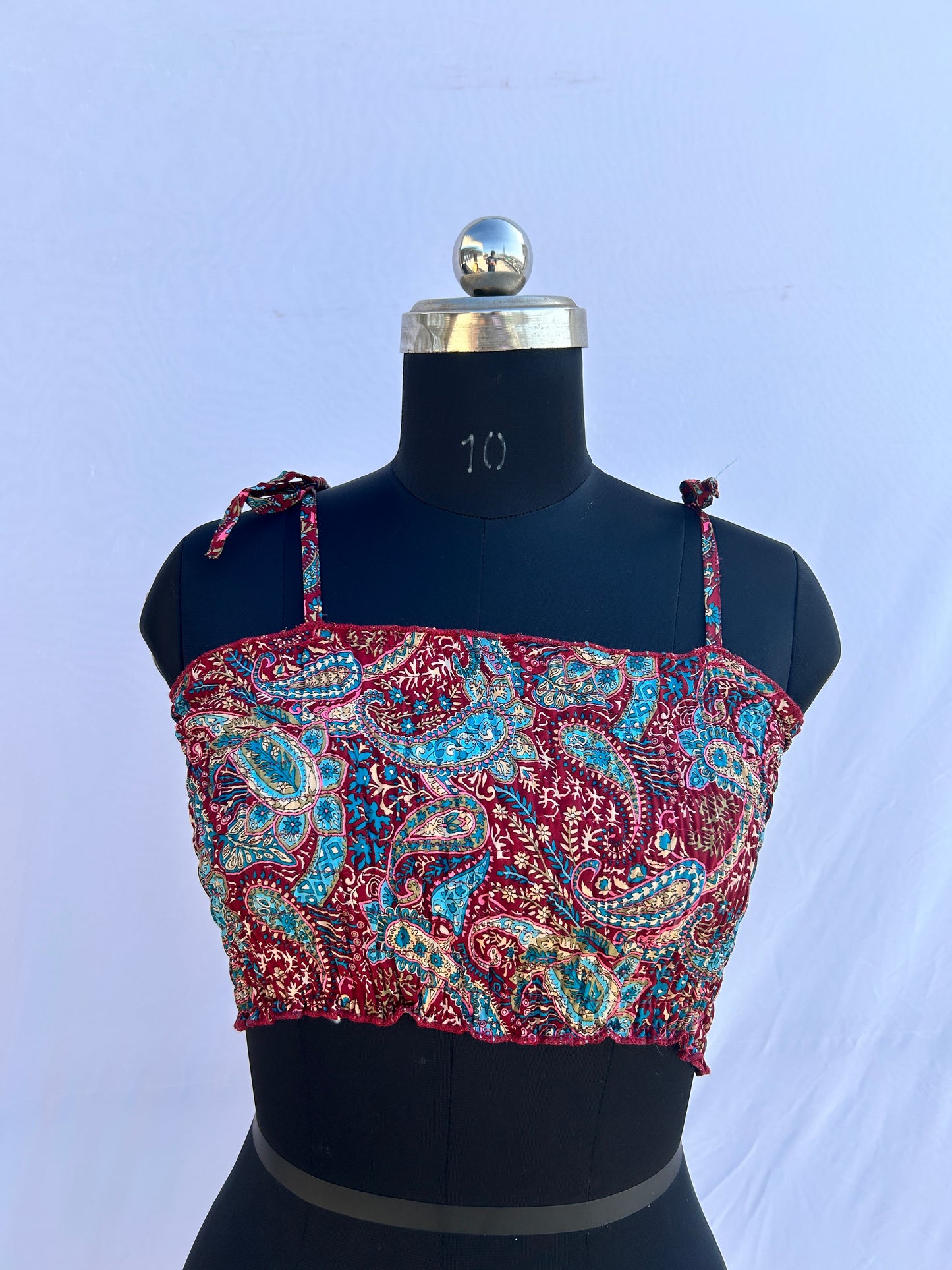 Maroon paisley print Tube Top