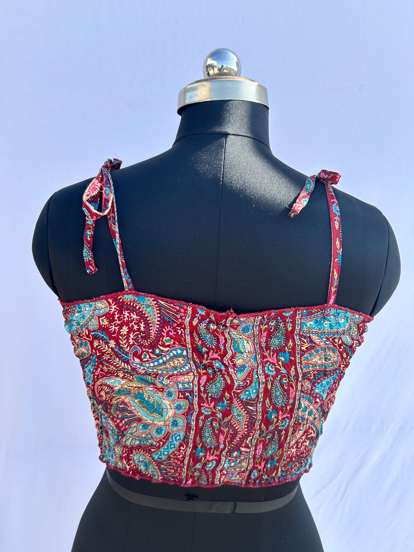 Maroon paisley print Tube Top