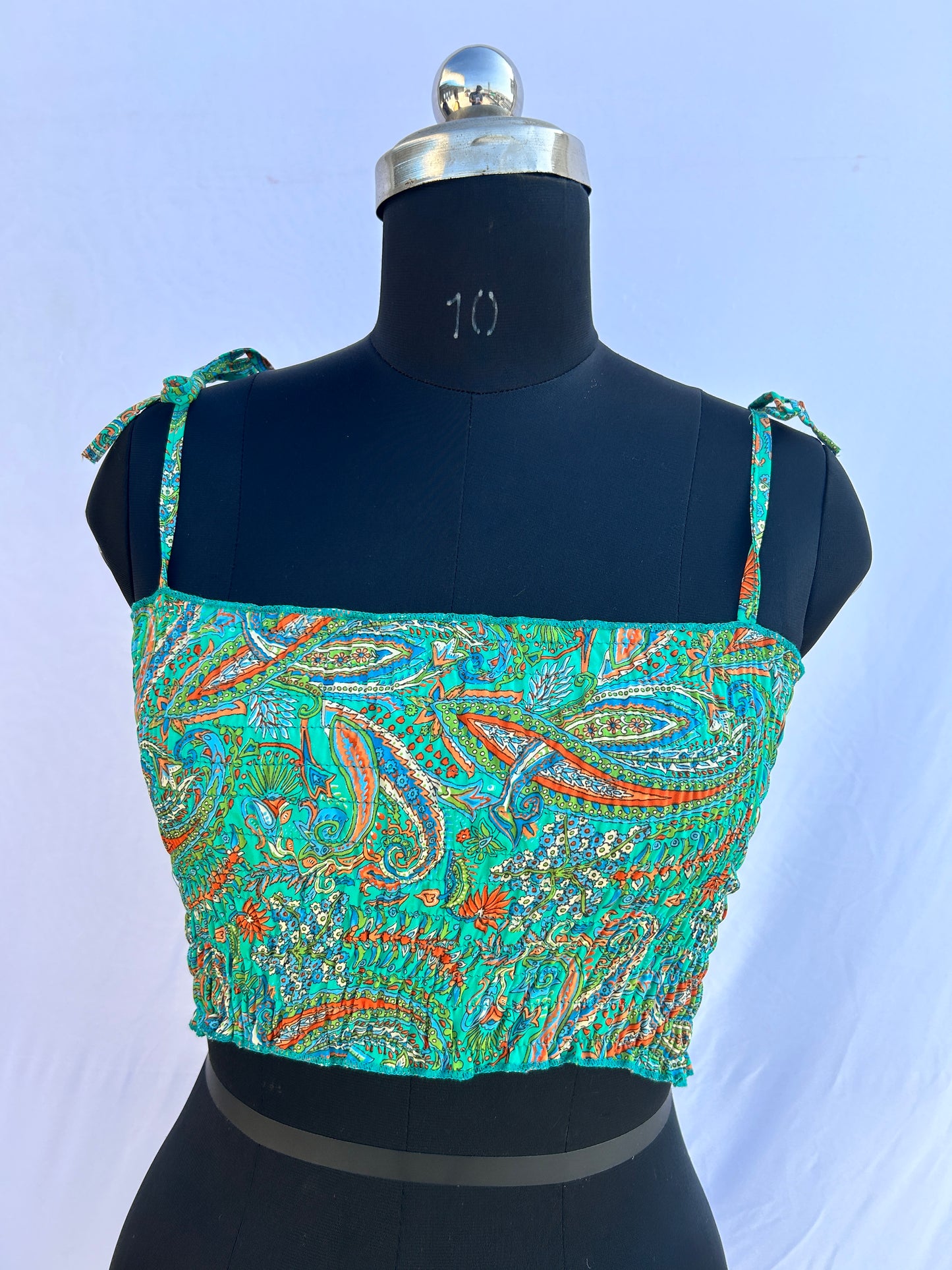 Green paisley print Tube Top