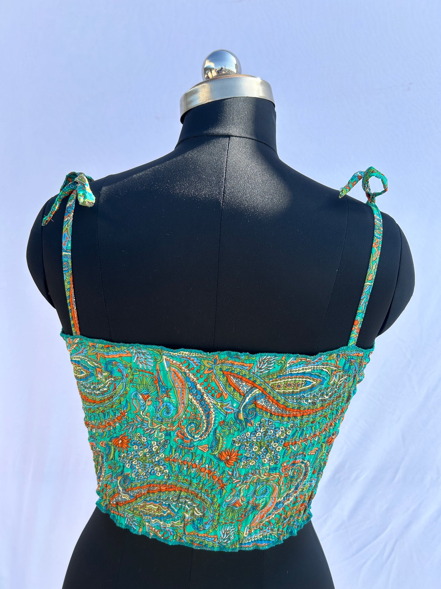 Green paisley print Tube Top