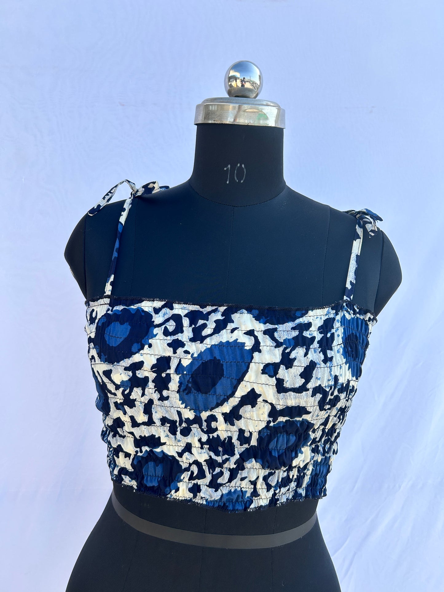 Blue Indigo print Tube Top