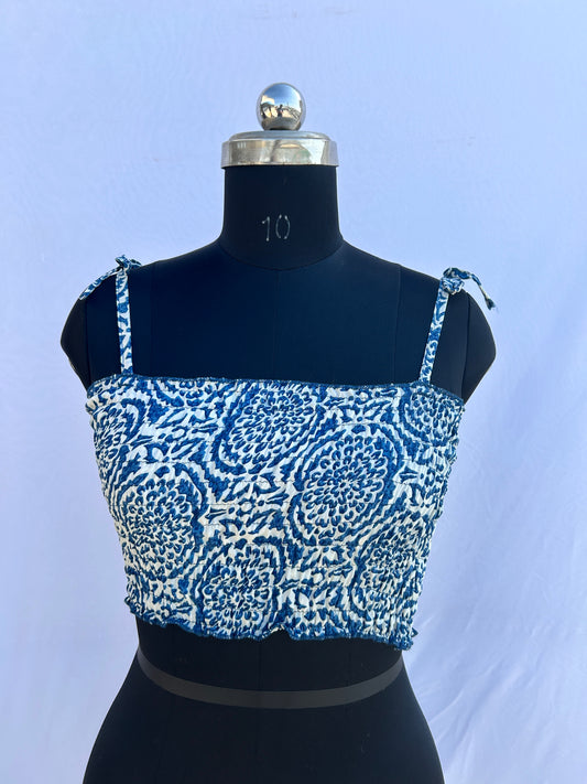 Blue Daisy print Tube Top