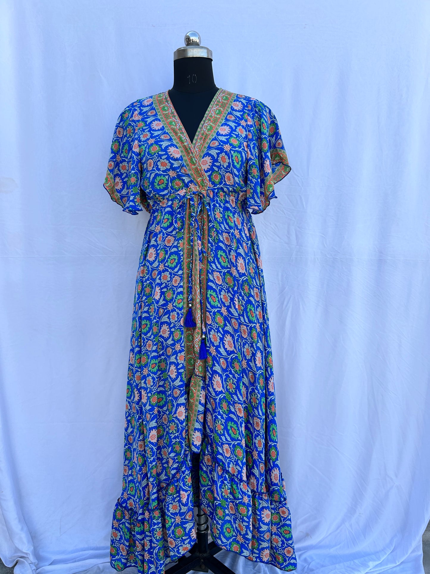 Royal blue cute print half sleeves SUMMER DRESS