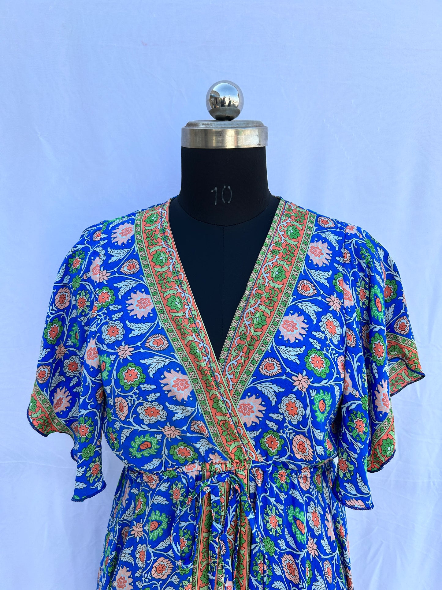 Royal blue cute print half sleeves SUMMER DRESS