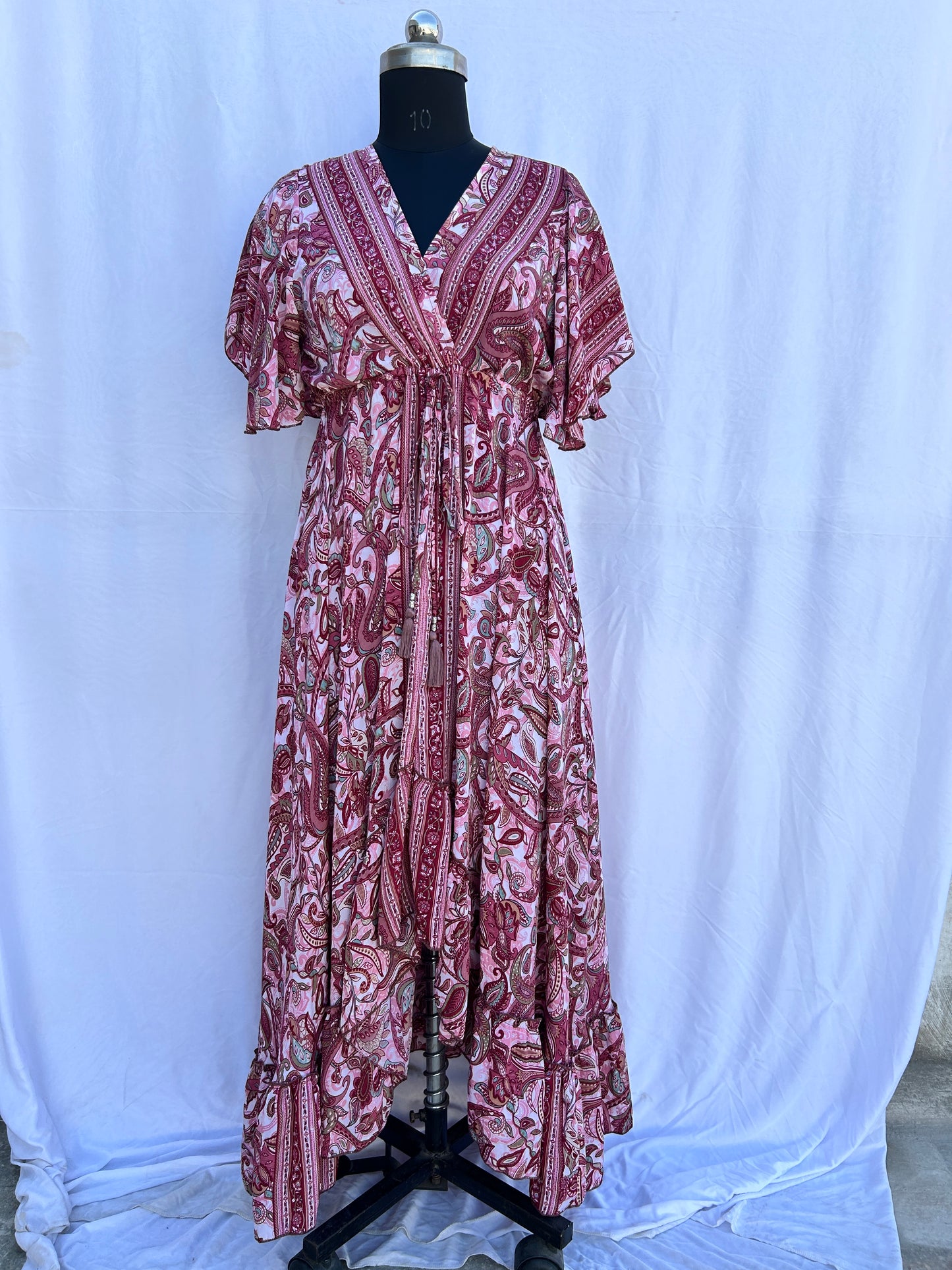 Maroon paisley print half sleeves