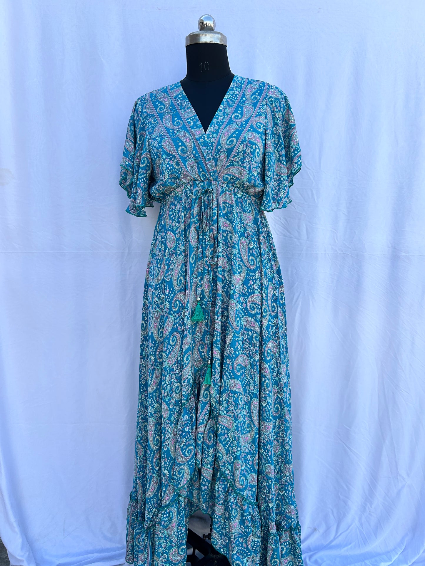 Sea green paisley print half SUMMER DRESS