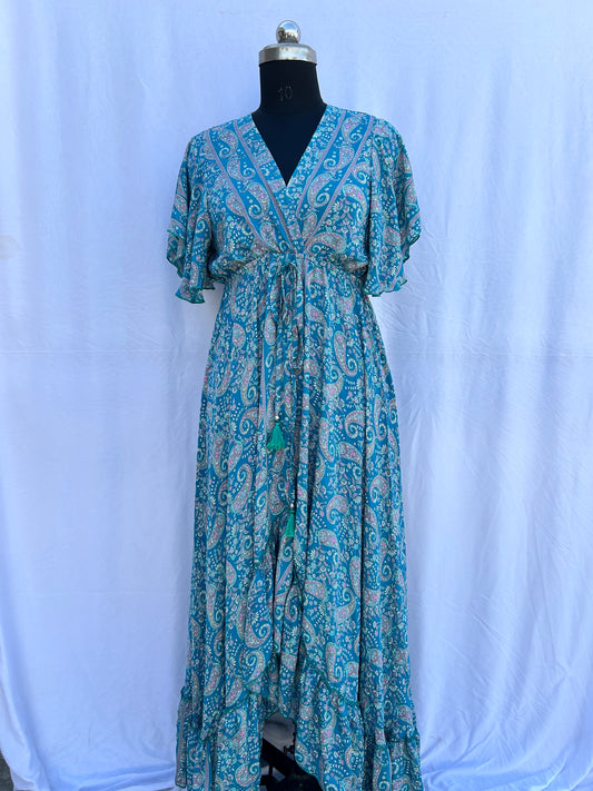 Sea green paisley print half SUMMER DRESS