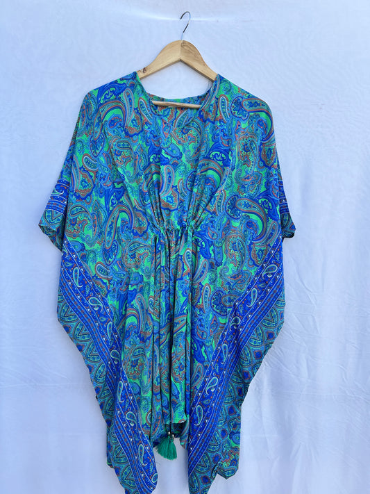 Royal blue cute green paisley printed