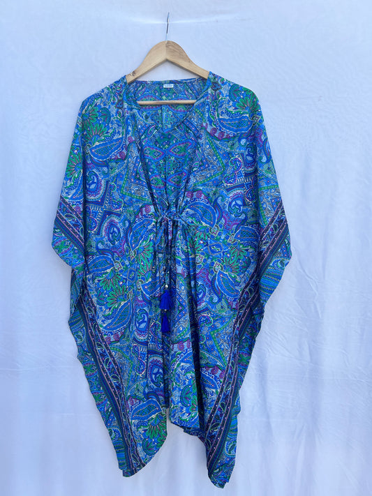 Royal blue bright paisley printed