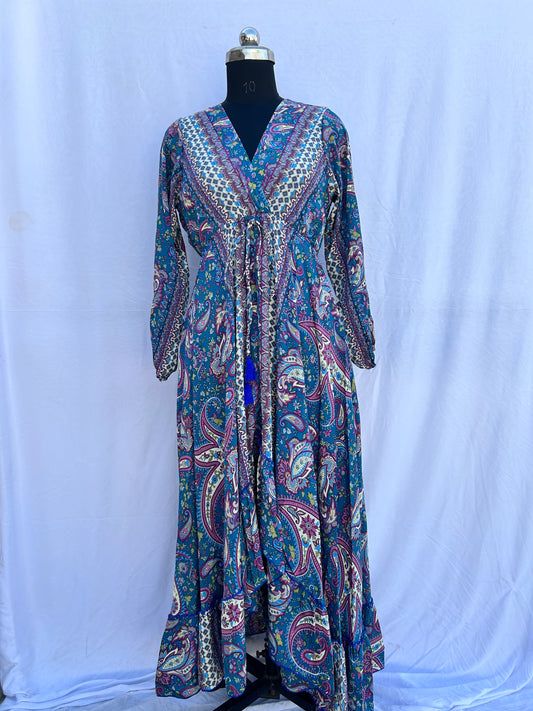 Beautiful  blue Paisley printed full sleeves