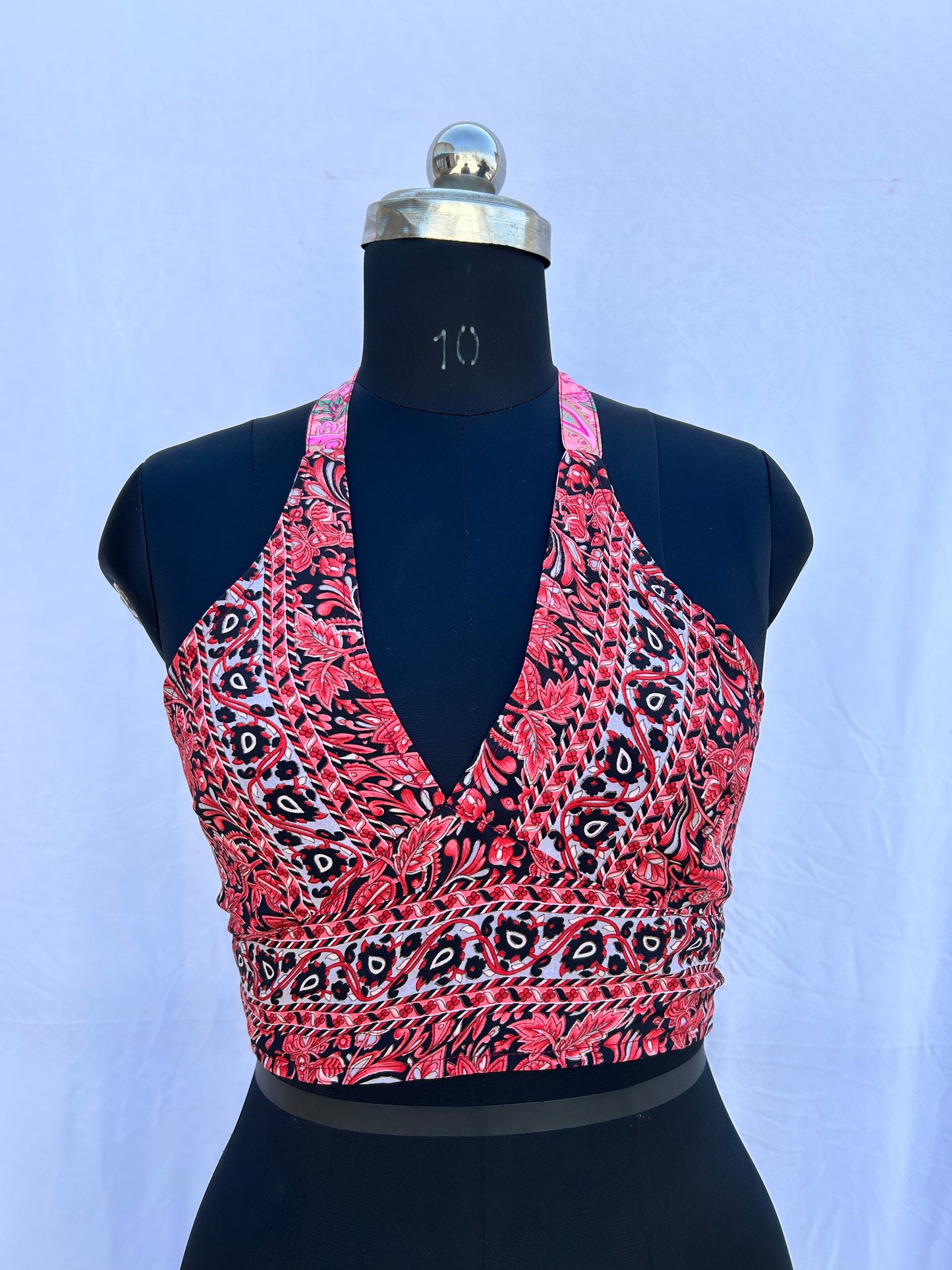 Red black/pink floral printed (Reversible)