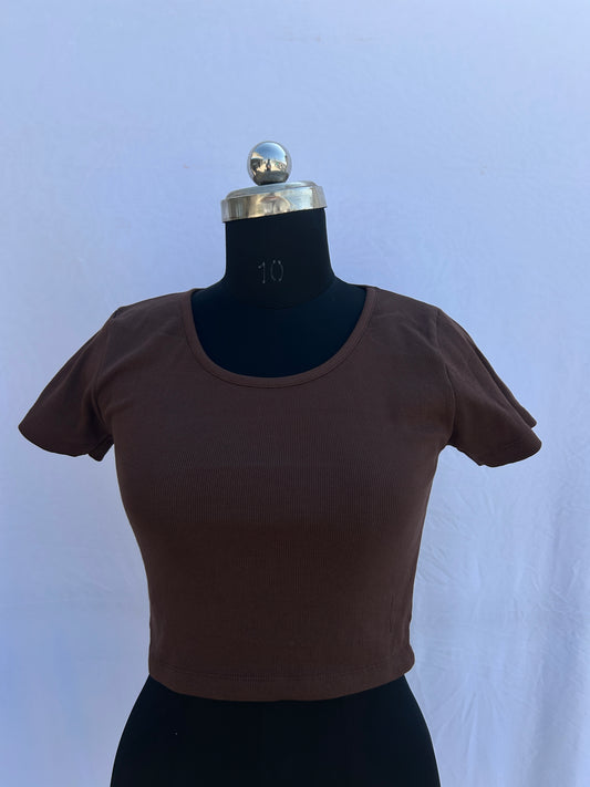 Solid Brown round neck