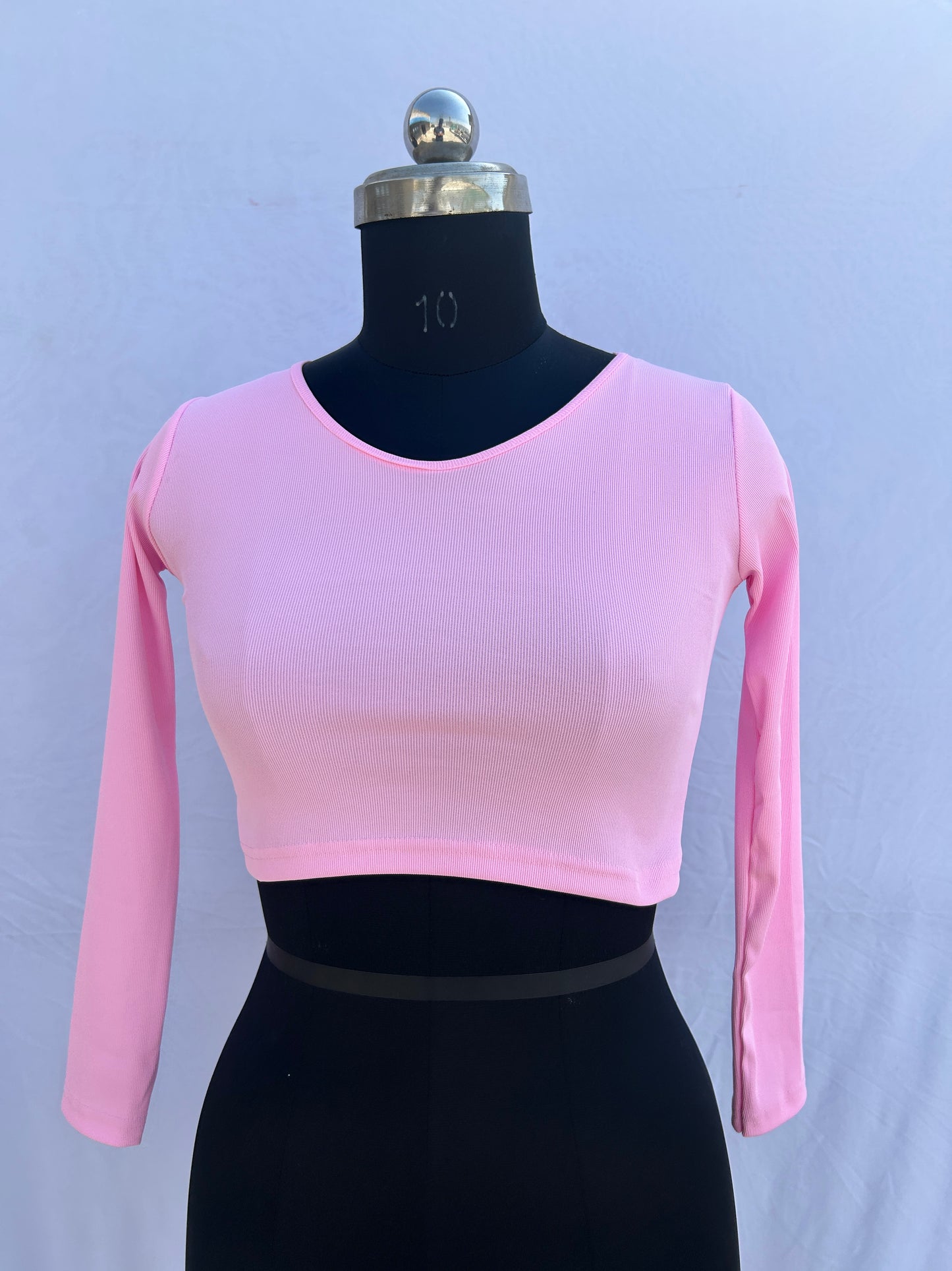 Solid V neck full sleeves-Light pink