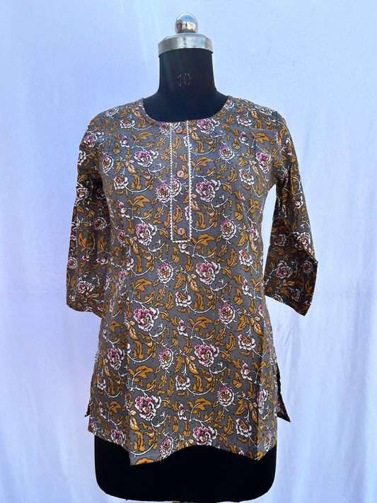 Grey jaal floral printed