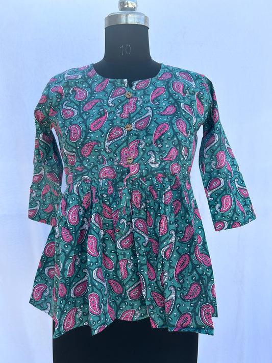 Green pink paisley  flared