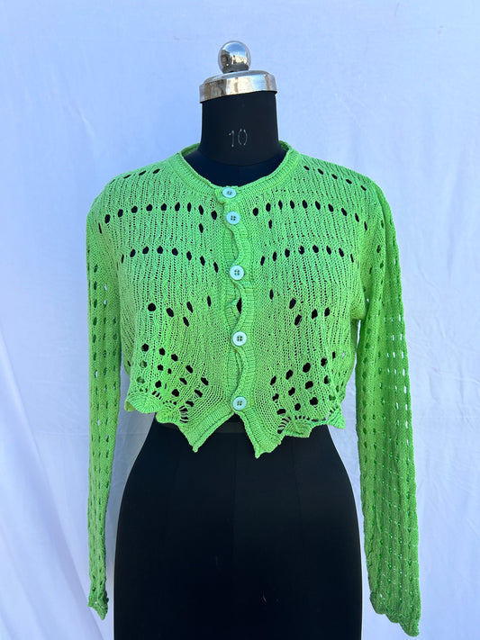 Crochet green button