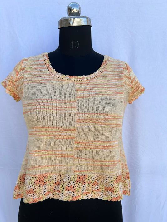 Orange yellow knitted