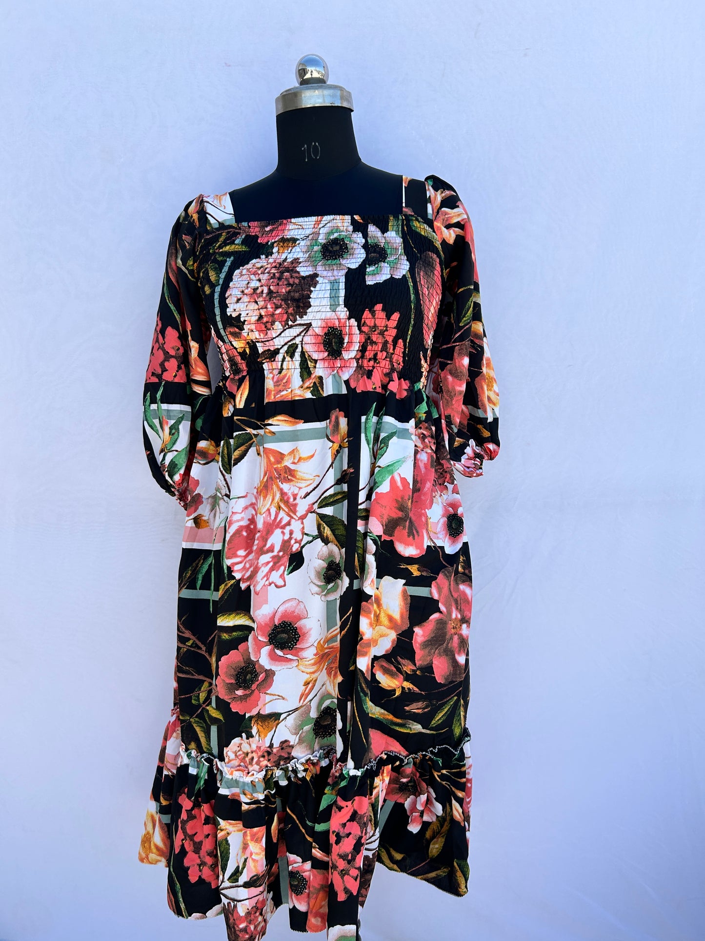 Black floral cute printed