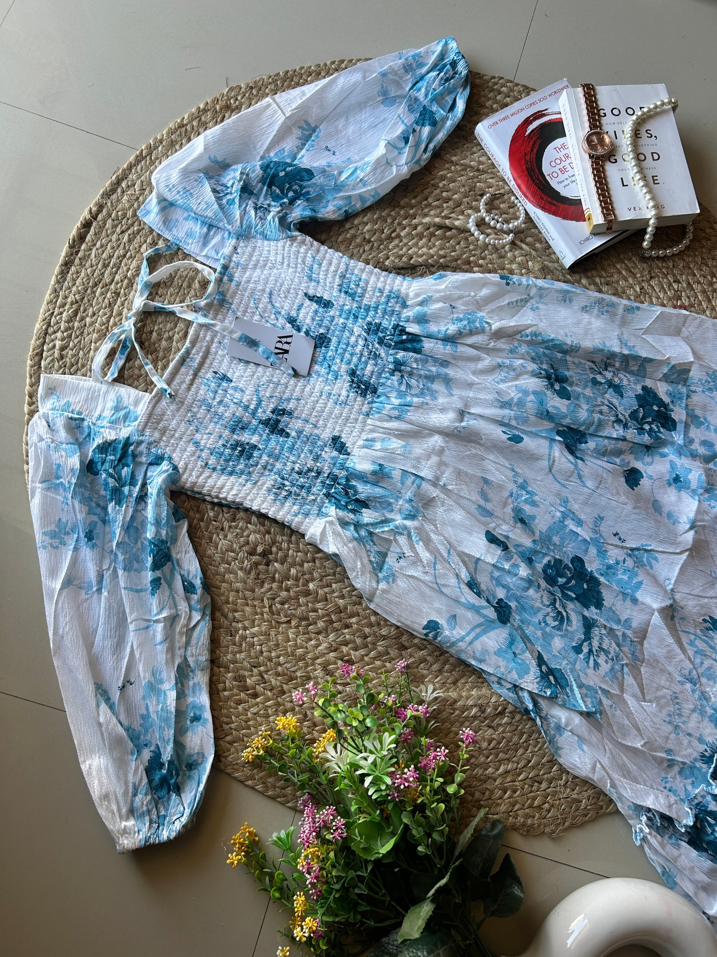 White light blue floral