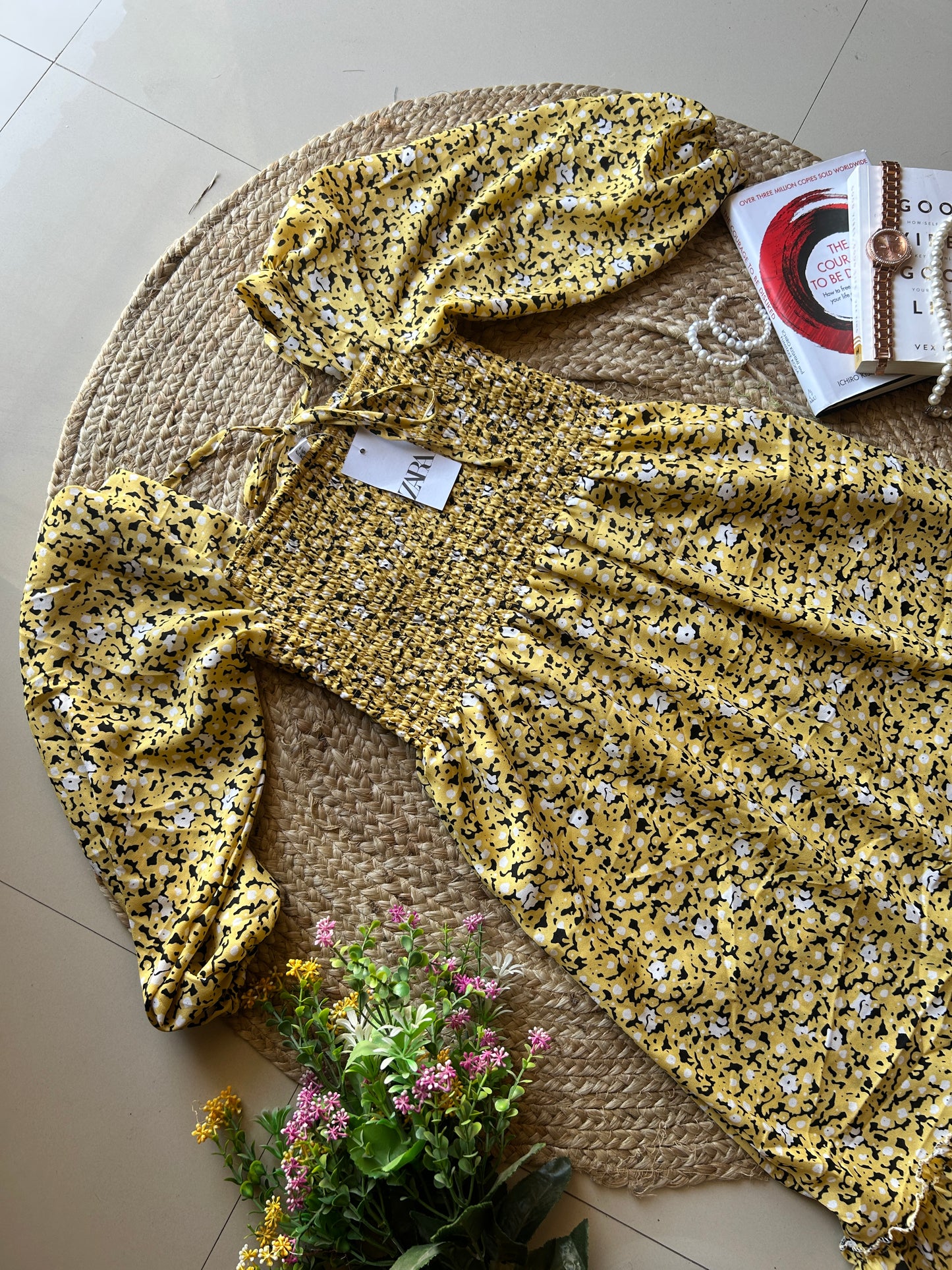 Yellow cute flower print