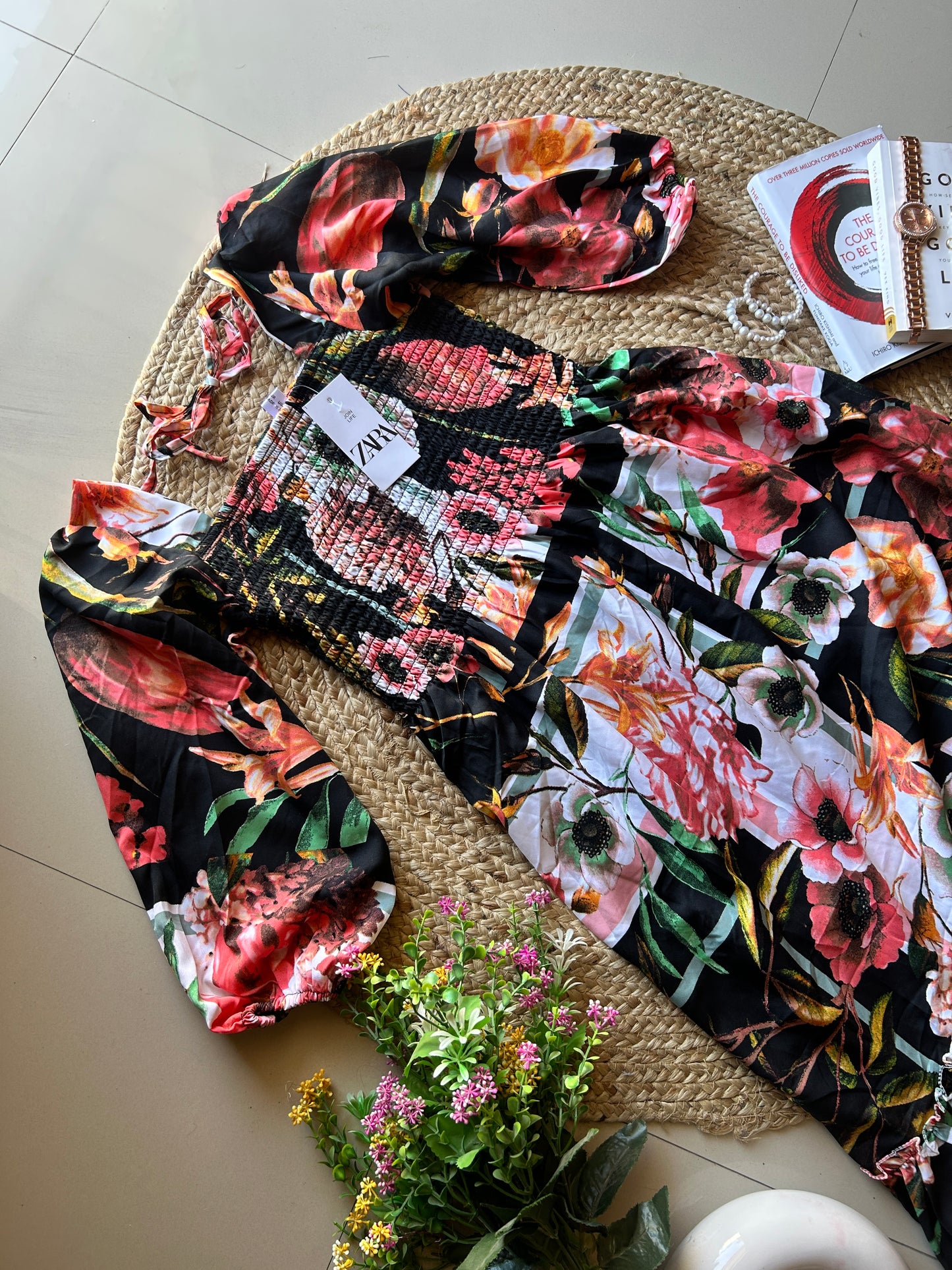 Black floral cute printed