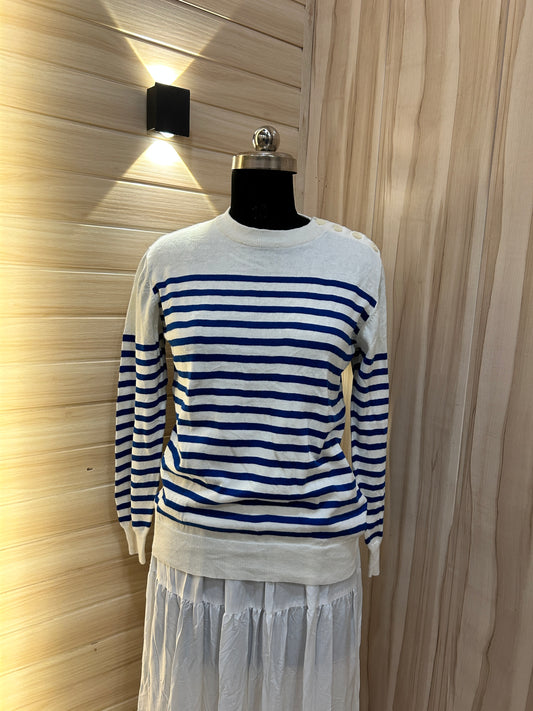 White  blue stripes